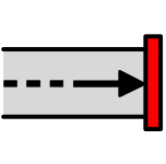 arrow pointing to end of a line to show finishing or complete