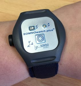 Photograph of person wearing actiwatch on their wrist