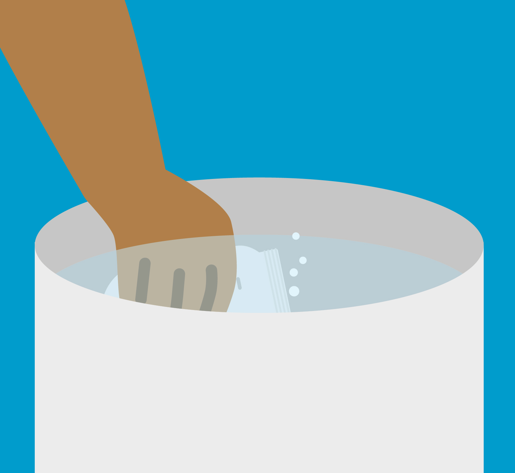 Illustration of person putting items into a boiling pan