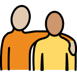 Widgit symbol of two people with an arm around the other