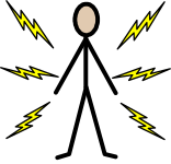 Widgit symbol of person with electric around them
