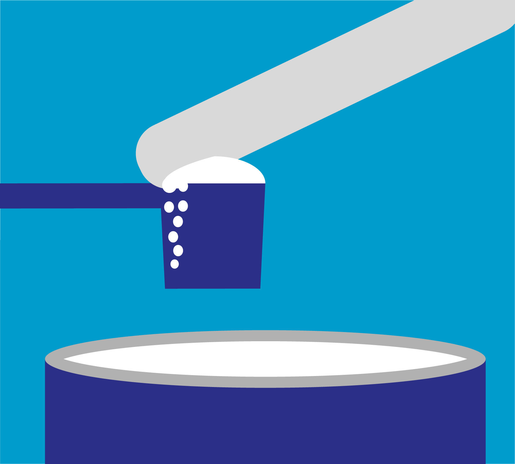 Illustration of person taking off excess powder from measuring cup