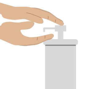 Illustration of person pumping some moisturiser cream onto their hand