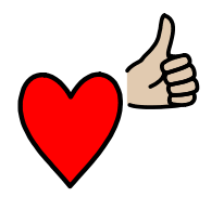 a heart and a thumbs up