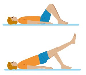 Illustration of glute bridge with one leg extended straight